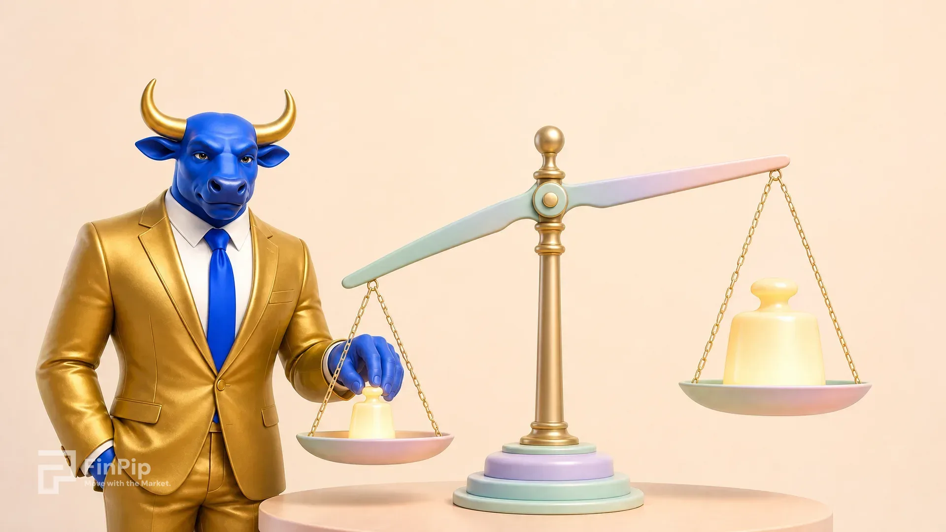 Illustration of a balance scale comparing potential trading loss against potential trading gain