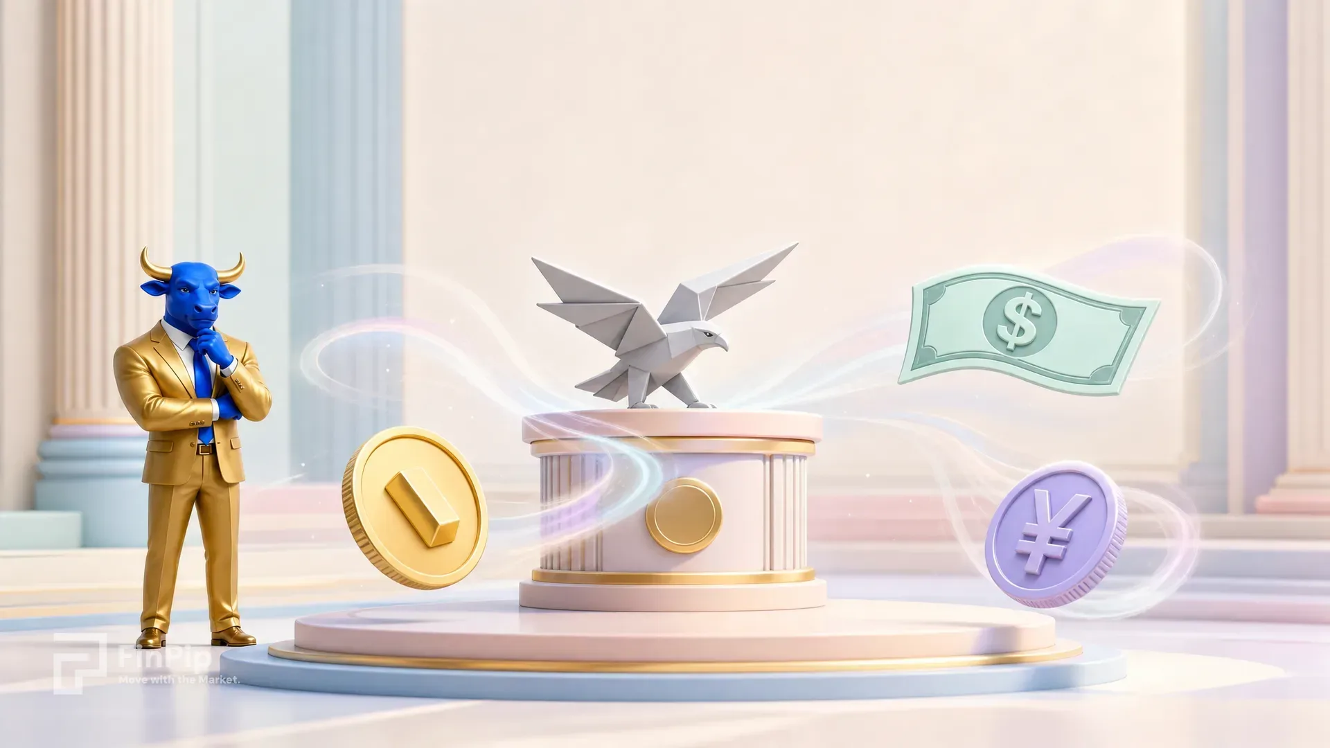 Federal Reserve building with a rising dollar chart, symbolizing the hawkish June FOMC minutes and their impact on currency and gold markets